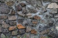 Textured masonry fence, fences with bright brown stone gravel