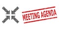 Textured Meeting Agenda Stamp and Halftone Dotted Pressure Arrows