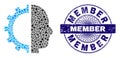 Textured Member Seal and Geometric Cyborg Gear Mosaic