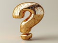Textured metal 3D question mark on a light background