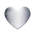 Textured Metal name plate heart shaped, icon isolated on white background. Realistic love symbol. Valentines day sign, emblem,