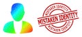 Textured Mistaken Identity Watermark and Triangle Filled Spectral Colored Guy Person Icon with Gradient