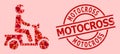 Textured Motocross Stamp and Red Love Heart Motorbike Driver Mosaic