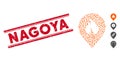 Textured Nagoya Line Stamp with Mosaic Fire Marker Icon