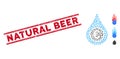 Textured Natural Beer Line Seal with Collage Euro Liquid Drop Icon