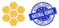 Textured Natural Honey Round Seal Stamp and Recursion Honeycombs Icon Mosaic