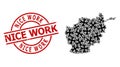 Textured Nice Work Stamp Seal and Repair Spanners Mosaic of Afghanistan Map Royalty Free Stock Photo