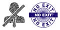 Textured No Exit Stamp and Geometric Stop Gentleman Mosaic