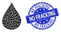 Textured No Fracking Round Seal Stamp and Recursion Oil Drop Icon Composition