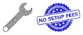 Textured No Setup Fees Stamp and Recursion Spanner Icon Composition