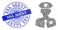 Textured NSA Agent Stamp Seal and Triangle Police Patrolman Mosaic