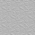 Textured old style 3d egyptian seamless pattern. Emboss white grunge egyptian backdround. Relief rough repeat vector backdrop.