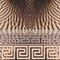 Textured ornate greek border seamless pattern. Abstract cracked ornamental background. Repeat geometric backdrop. Greek key