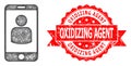 Textured Oxidizing Agent Seal and Network Smartphone User Icon