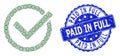 Textured Paid in Full Round Seal Stamp and Recursive Accept Tick Icon Mosaic