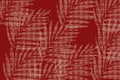 Textured palm frond Japanese style cloth design background in indigo red overdye