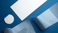 Textured paper layers on deep blue background white Royalty Free Stock Photo