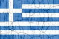 Textured photo of the flag of Greece with cracks