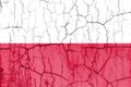 Textured photo of the flag of Poland with cracks.