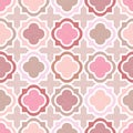 Textured Pink and Beige Barbed Quatrefoil Vector Seamless Pattern Background