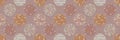 Textured polka dot circle seamless border pattern. Japanese style homespun textile background. Soft pink neutral tones. Ribbon Royalty Free Stock Photo