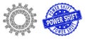 Textured Power Shift Round Seal and Recursive Cog Icon Composition Royalty Free Stock Photo
