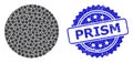 Textured Prism Seal Stamp and Recursion Filled Circle Icon Composition