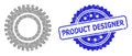 Textured Product Designer Watermark and Fractal Clock Gear Icon Composition