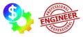 Textured Professional Engineer Watermark and Polygonal Spectrum Engineering Price Icon with Gradient