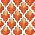 Textured quatrefoil pattern digital illustration in deep orange