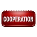 Textured red button with \'cooperation\' word glowing white Royalty Free Stock Photo