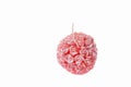 Textured red sphere wax candle - White background Royalty Free Stock Photo