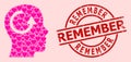 Grunge Remember Stamp Seal and Pink Lovely Remember Mosaic Royalty Free Stock Photo