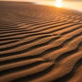 Textured ripples on a beach illuminated by the warm glow of a Royalty Free Stock Photo