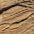 Textured rock surface featuring prominent layered patterns, likely formed by