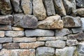Textured, rough, stacked stone wall as a rustic natural background Royalty Free Stock Photo