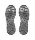 Textured rubber outsole for hiking boots. Isolated on white background. Sport shoes with black outsole