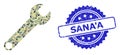 Textured Sana`A Seal and Military Camouflage Collage of Spanner