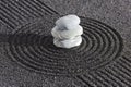 Textured sand and stone in Japanese zen garden Royalty Free Stock Photo