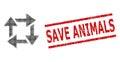 Textured Save Animals Seal and Halftone Dotted Recycle Royalty Free Stock Photo