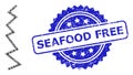 Textured Seafood Free Stamp Seal and Square Dot Mosaic Zigzag Line Royalty Free Stock Photo