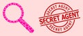 Scratched Secret Agent Stamp Seal and Pink Love Heart Search Mosaic