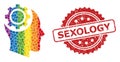 Textured Sexology Seal and Spectrum Human Intellect Gear Mosaic Royalty Free Stock Photo