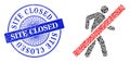 Textured Site Closed Stamp Seal and Triangle Stop Walking Man Mosaic