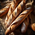 From above photo of french baguette bread