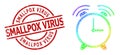 Textured Smallpox Virus Stamp Seal and Lowpoly Spectrum Alarm Clock Icon with Gradient