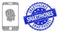 Textured Smartphones Round Seal Stamp and Recursion Cellphone Profile Icon Mosaic Royalty Free Stock Photo