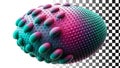Textured sphere abstract bumpy surface teal magenta orb png transparent image Generative AI
