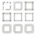 Textured square icons. Decorative box symbol. Abstract shape set. Vector pattern frame. Royalty Free Stock Photo