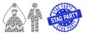 Textured Stag Party Round Stamp and Recursive Marriage Persons Icon Composition